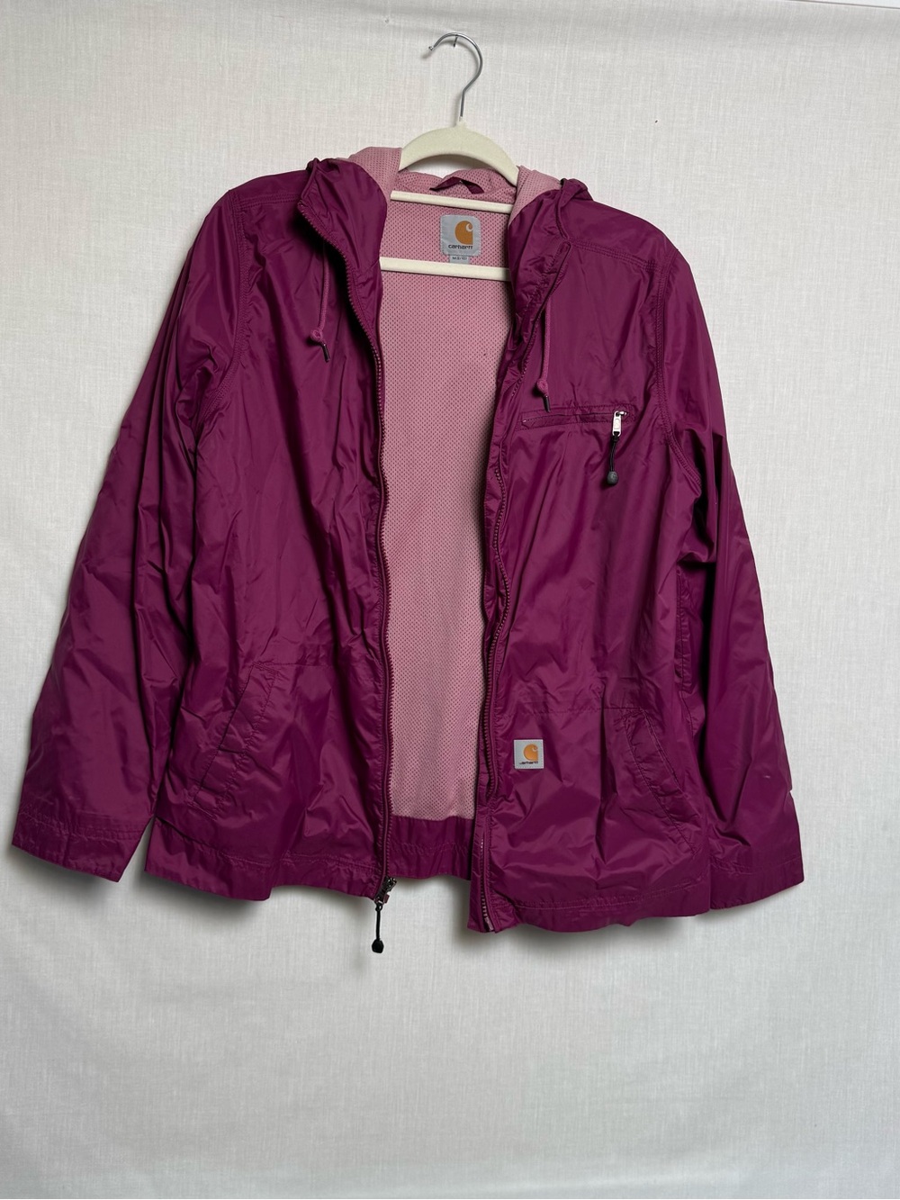 Carhartt Women’s Pink Lightweight Hooded Windbreaker Jacket Medium